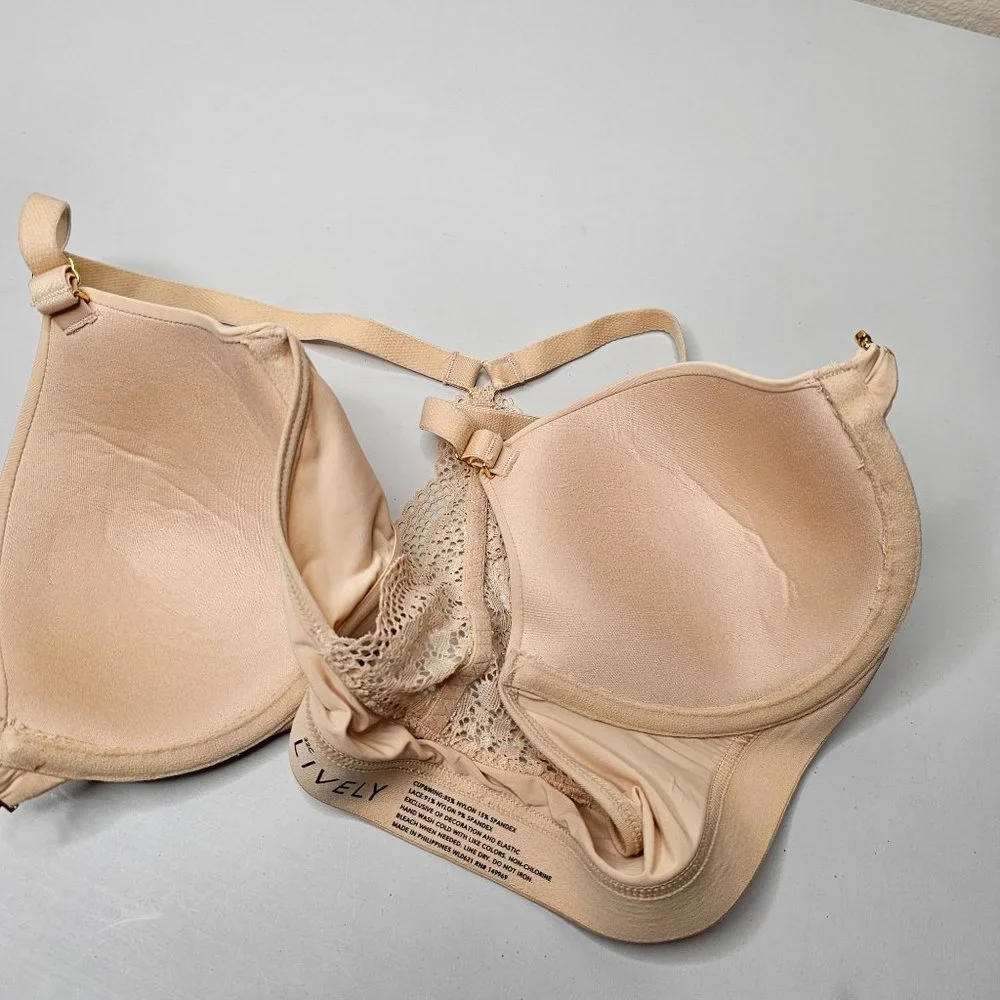 Lively Size 32C The Front Close T Shirt Bra Racerback Lightly Lined Underwire - Picture 4 of 5